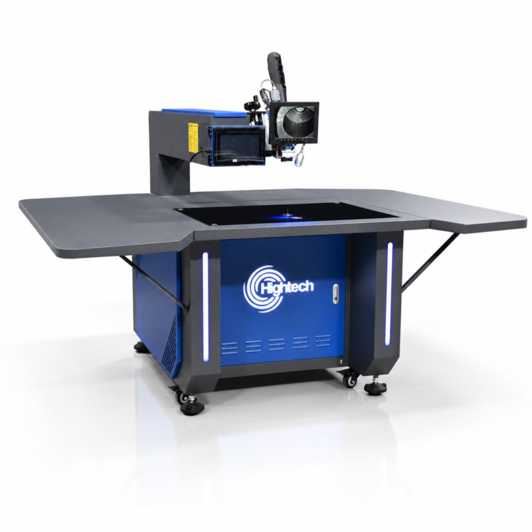 Vue en fonctionnement de la soudeuse laser fibre HT-FWT 1500W